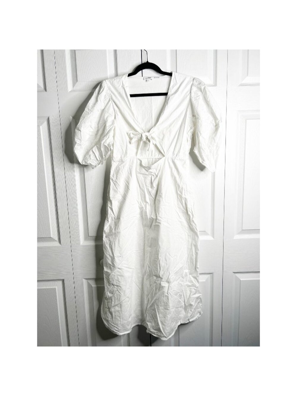 Rhode Greer White Short Sleeve 100% Cotton Cutout Midi Dress Women's Size 12